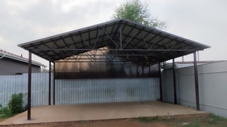 Двускатный навес с профлистом для дачного дома Двускатный навес с профлистом для дачного дома